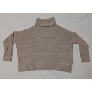 Joan Vass Womens Knit Sweater Tan Cowl Neck Ribbed Oversized Size Large